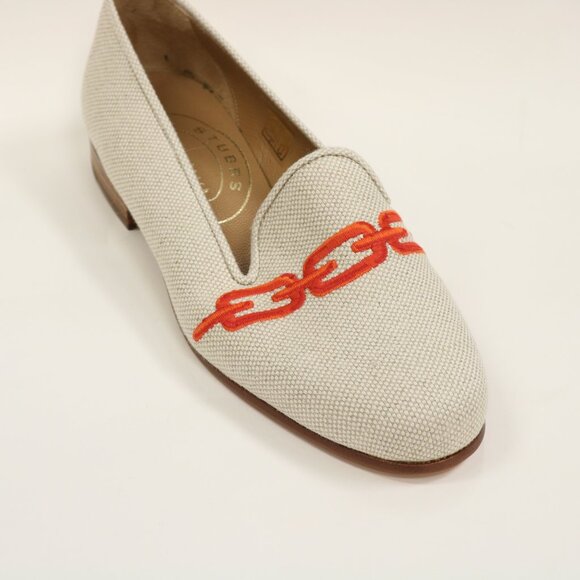 Stubbs & Wootton women's size 7 flax and orange loafers - Picture 13 of 14